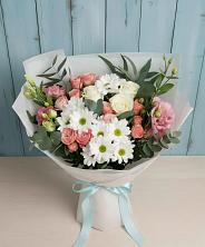 Букет цветов из:  Розы, Лизиантусы и Хризантемы в Васильево