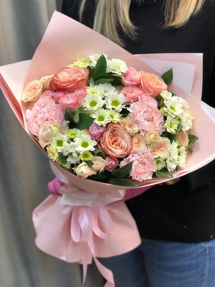 Букет цветов из: Гвоздики, Розы и Хризантемы в Васильево