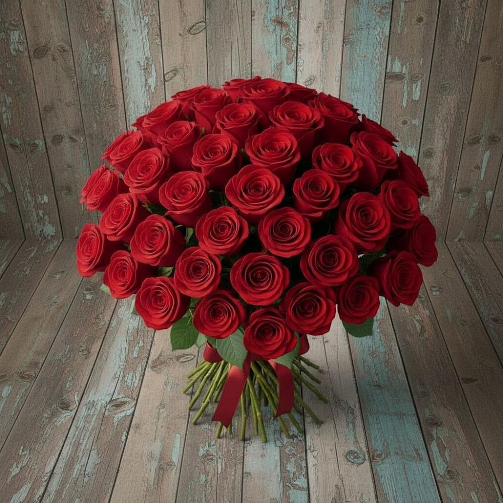 Букет 55 Красных роз Фридом в Васильево