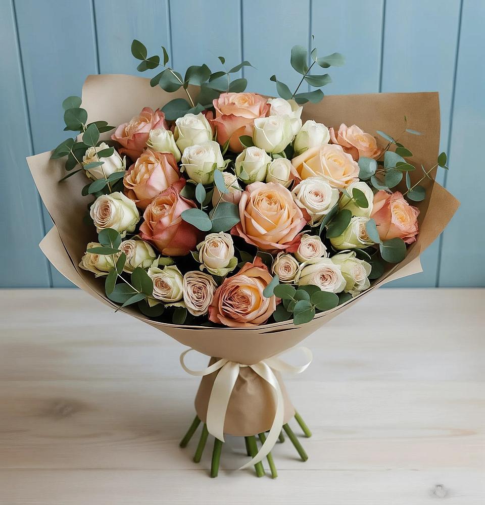 Букет цветов из: Альстромерии и Розы в Васильево