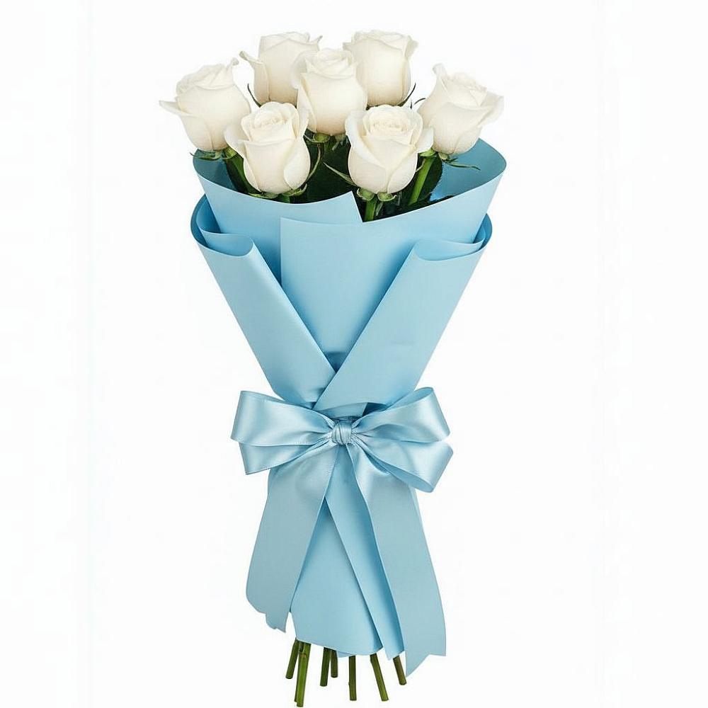 Букет 7 белых роз Проуд в Васильево