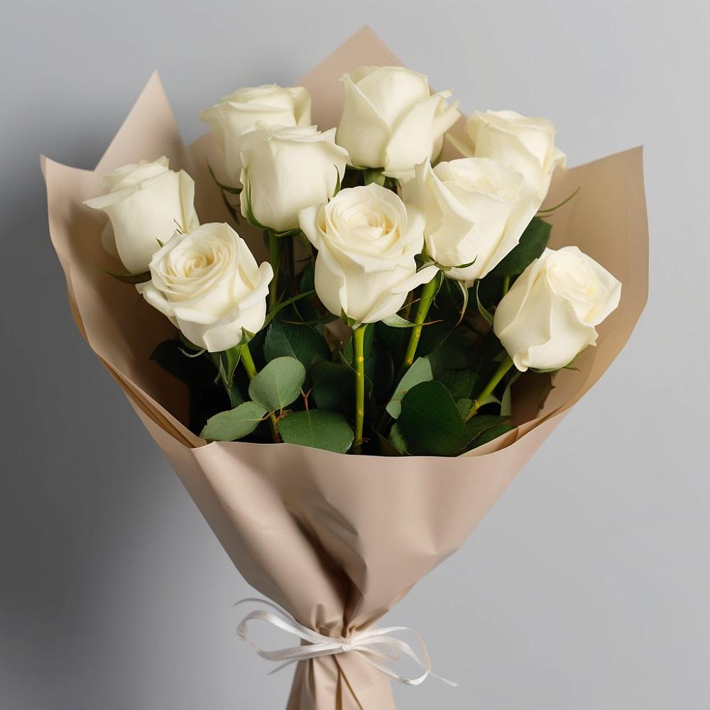 Букет 9 Белых роз Эдлесс Лав в Васильево