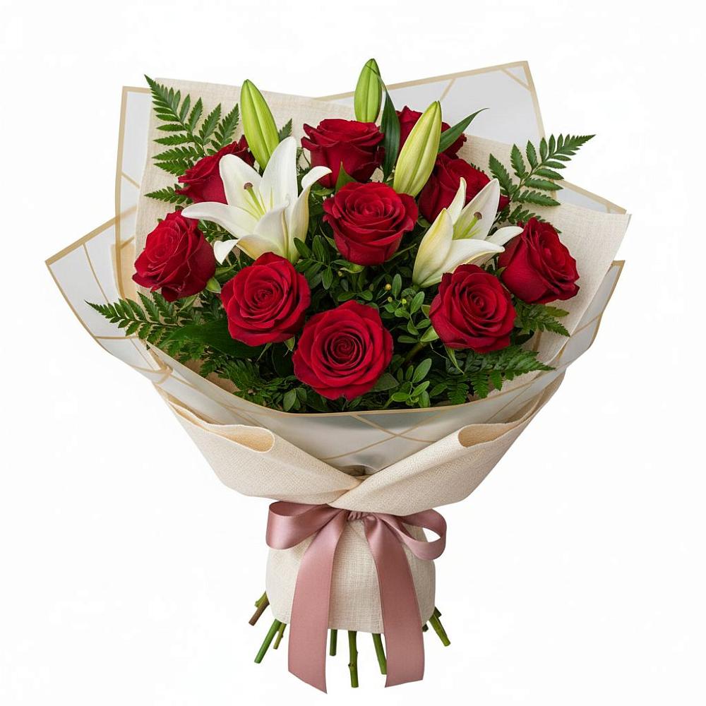 Букет цветов из: Лилии и Розы в Васильево