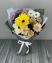Букет цветов из:  Розы, Герберы и Хризантемы в Васильево