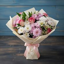 Букет цветов из:  Хризантемы, Альстромерии и Розы в Васильево