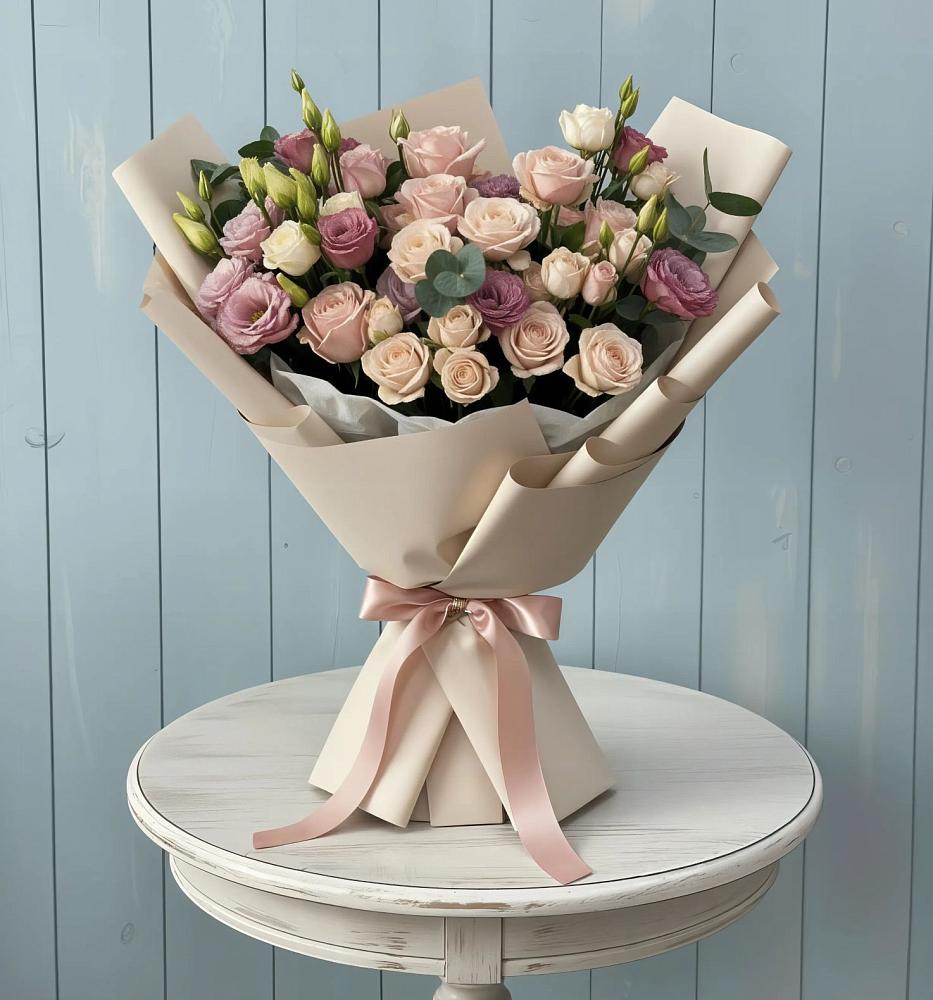 Букет цветов из: Розы и Лизиантусы в Васильево