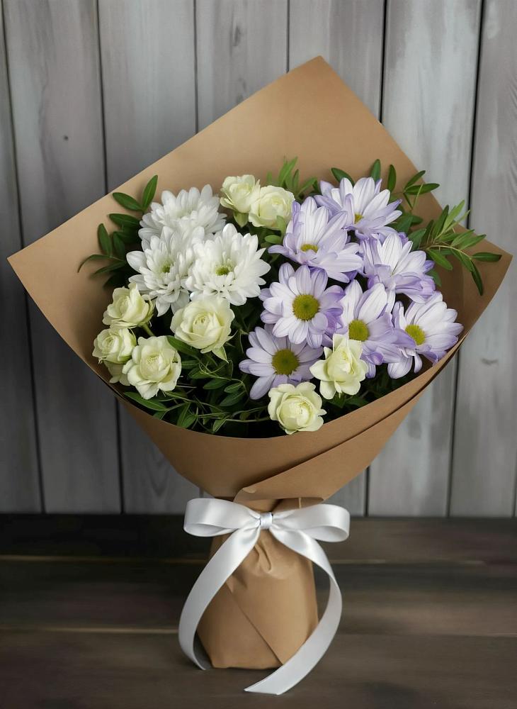 Букет цветов из: Хризантемы и Розы в Васильево